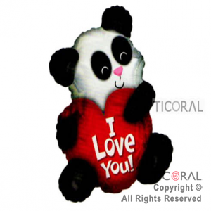 GLOBO MYLAR 17X20/ I LOVE YOU PANDA ENVASADO X 1 (x 5)